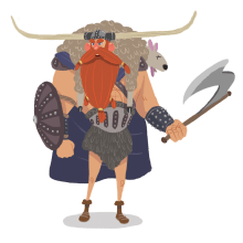 Diseño personajes "Vikingo". Traditional illustration, Animation, Character Design, and Costume Design project by Enric Lleyda - 03.02.2016