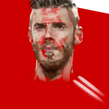 David DeGea. Traditional illustration, and Art Direction project by Ismael Alabado - 03.09.2016