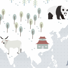 Animal Map of the World. Ilustração tradicional projeto de edurne - 20.03.2016