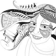 MAQUILLANDO A ALEJANDRA. Ilustração tradicional projeto de LÁPICES BLANCOS - 05.04.2016