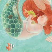 Little Mermaid/ La Sirenita. Traditional illustration project by Patricia Saco Torre - 04.09.2016