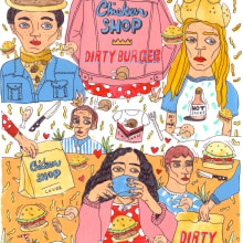 chicken shop/ dirty burger . Design, Direção de arte, Curadoria, Artes plásticas, e Culinária projeto de Susana López - 10.04.2016