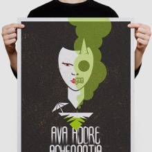 Acherontia/Ava Adore poster. Ilustração tradicional, Direção de arte, e Design gráfico projeto de Daniel Vidal - 29.10.2015