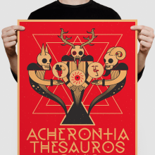 Acherontia/Thesauros/Gain poster. Ilustração tradicional, Direção de arte, e Design gráfico projeto de Daniel Vidal - 29.10.2015