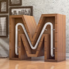 Arquitectura conceptual de la letra M con luces.. Un proyecto de 3D de Lucas Lago - 18.05.2016