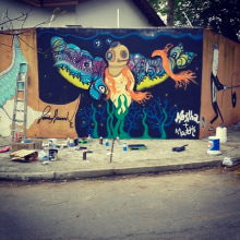 Arte en la calle. Traditional illustration, and Street Art project by Thais Macedo - 05.18.2016