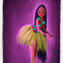Hula evenings. Traditional illustration, Character Design, and Painting project by Lorena Loguén - 06.03.2016