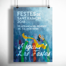 Cartell Festes de Sant Raimon, Vilafranca del Penedès. Design e Ilustração tradicional projeto de Carla Elias Torras - 06.06.2016