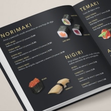 Carta de restaurante y recetario Japonés . Un projet de Conception éditoriale, Cuisine , et Design graphique de Victor Belda Ruiz - 07.06.2016