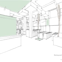 Park Restaurant _ Un parque, espacio plano, 2D, plegado sobre sí mismo, genera un espacio 3D.. Architecture, Furniture Design, Making, Interior Architecture & Interior Design project by Gabriel Bautista - 06.20.2014