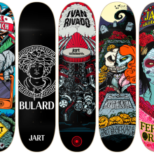 Jart Skateboards - Cur Off Pro Series. Traditional illustration, and Graphic Design project by Marcos Cabrera - 07.18.2016
