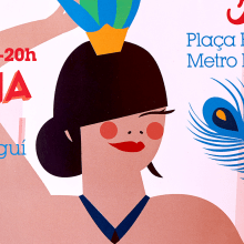 Ilustraciones  para cartel y web Flea Market  Barcelona.. Ilustração tradicional, Design de personagens, e Tipografia projeto de Marina Stecca - 18.07.2016