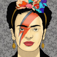 Ilustración "Frida khalo Bowie". Un proyecto de Ilustración tradicional de Esteban Belvís - 27.08.2016