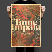 Tame Impala Gig poster. Direção de arte, Design gráfico, e Colagem projeto de Fran Rodríguez - 29.08.2016