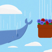 Ilustración/animación de la ballena y las petunias. Ilustração tradicional, e Animação projeto de ed_valcas - 21.09.2016