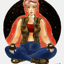Cosmic Girl. Ilustração tradicional, e Design de personagens projeto de V BB - 22.09.2016