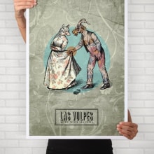 Cartelismo ilustrado. Cartel para el grupo de punk Las Vulpes.. Traditional illustration, Music, Graphic Design, and Collage project by Uri - 02.27.2021