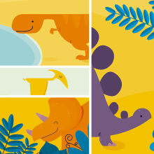 Medidor infantil. Dinosaurios. Traditional illustration, and Product Design project by Ainara Tavárez - 01.25.2016