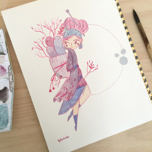 Pink girl. Un proyecto de Ilustración tradicional, Diseño de personajes y Bellas Artes de Lydia Sánchez Marco - 17.10.2016