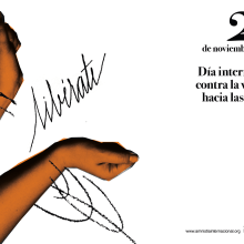 Cartel para el día internacional contra la violencia hacia las mujeres. Design gráfico, Colagem, e Caligrafia projeto de Raquel Moya Escribano - 06.11.2015