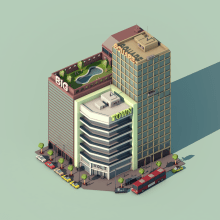 Big City Square. Un proyecto de 3D, Arquitectura, Dirección de arte y Diseño gráfico de Dídac Soto Valdés - 08.11.2016
