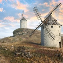 Windmills Landscape. Een project van Film, video en televisie, 3D, Animatie, L y scaping van Hector Lucas - 14.10.2016