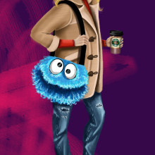 Cookie Monster Bag.. Un proyecto de Ilustración tradicional, Diseño de personajes y Moda de CLAU CLAU - 16.11.2016