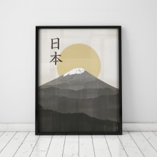 Póster Monte Fuji, Japón . Graphic Design project by Mónica Grützmann - 12.07.2015