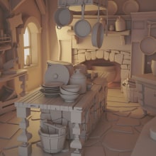 The Hansel and Gretel's kitchen. 3D, e Animação projeto de Carlos Saez Martinez - 03.03.2016
