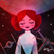 Leia is with the stars. Traditional illustration, Character Design, and Film project by Lorena Loguén - 12.29.2016