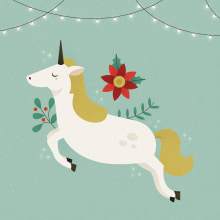 Christmas Unicorn. Traditional illustration project by Eva Mez - 12.23.2016