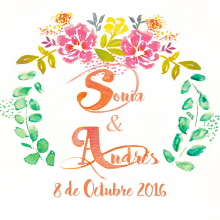Logotipo Boda Sonia y Andres. Ilustração tradicional projeto de sarogo - 12.01.2017