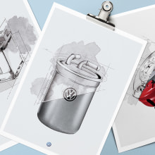 Sketches Volkswagen. Un proyecto de Diseño, Ilustración tradicional, Publicidad, Dirección de arte, Diseño de automoción, Diseño gráfico y Diseño industrial de Gastón Bruno - 12.01.2017