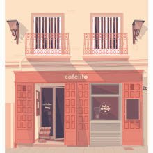 Cafelito Madrid. Design, Traditional illustration, Advertising, Architecture, Art Direction, Fine Arts, Graphic Design, Interior Architecture, L, scape Architecture, Painting, Set Design, and Comic project by Gastón Bruno - 01.24.2017