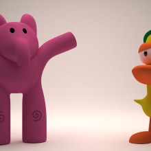 Elly y Pato de Pocoyo. Motion Graphics, 3D, Animation, Art Direction, Character Design, Fine Arts, Graphic Design, To, Design, Collage, Comic, and Film project by Àlvaro TOrte - 02.01.2017