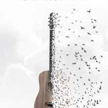Cartel GuitarBirds. Un proyecto de Diseño, Fotografía, Animación, Diseño gráfico, Post-producción fotográfica		 y Collage de carmen novás - 30.06.2016
