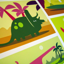 Ilustraciones dinosaurios infantiles para vinilos. Een project van Traditionele illustratie van Joan Puig - 08.02.2017