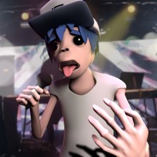 Gorillaz Singer: Modeling, texture and composition. 3D, and Character Design project by Sergio Cabezudo - 03.16.2016