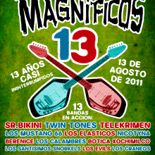 Cartel // Los Magníficos. 13 Años Casi Ininterrumpidos.. Design gráfico projeto de Edgar Mendoza - 01.08.2011