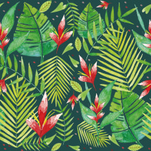 Tropical Leaves . Design, Traditional illustration, and Painting project by André Gijón - 02.12.2017