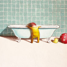 Bath Time · Hora del baño. Ilustração tradicional, Artes plásticas, e Pintura projeto de Sofia Ugarte - 31.05.2015