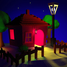 Nuevo proyecto Diseño Lowpoly en Blender "Casa Nocturna". Un proyecto de 3D, Animación, Diseño de juegos, Diseño gráfico y Diseño de iluminación de Fco Javier Morón Vázquez - 20.02.2017