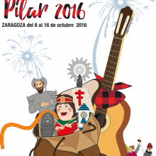 Propuesta cartel Fiestas del Pilar 2016. Un proyecto de Ilustración tradicional de Victoria Garcia - 07.03.2017