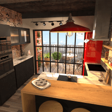 Cocina/Terraza - Reforma de piso en Madrid. Un proyecto de 3D, Arquitectura, Arquitectura interior y Diseño de interiores de Javier Sánchez Villalba - 15.03.2017