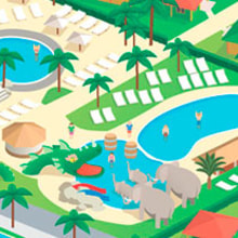 Mapa vector Cambrils Park y Sangulí Salou Resort. Ilustração tradicional e Ilustração vetorial projeto de Bronco Studio - 03.11.2016