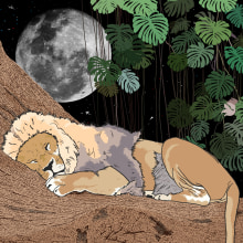 Canción dibujada: The Lion Sleeps Tonight. Ilustração tradicional projeto de Rafael Fuster Forteza - 04.04.2017