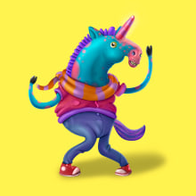 Steve el Unicornio infeliz (Diseño de personaje). Un proyecto de Diseño, Ilustración tradicional, Cine, vídeo, televisión, Animación y Diseño de personajes de Felipe Vasconcelos - 22.03.2017