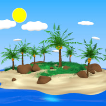 Isla Tropical 3D estilo Toon. Design, Traditional illustration, and 3D project by Néstor Gómez - 04.07.2017