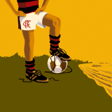 Flamengo, fútbol centenario.. Ilustração tradicional projeto de Gustavo Berocan - 01.03.2012