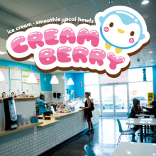 Creamberry Ice Cream Shop Logo. Un proyecto de Br, ing e Identidad, Diseño de personajes, Diseño gráfico e Ilustración vectorial de Squid&Pig - 28.04.2017